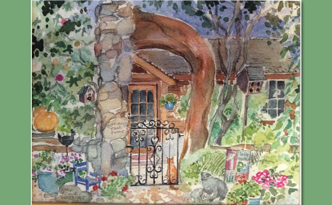 Lozier Cottage 2018 : Original watercolor painted by local artist Katy Reave-Weesner